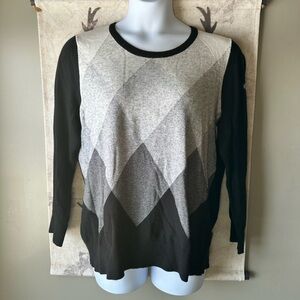 Merona Women's Black and Gray Argyle Sweater
